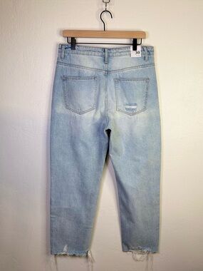 TNR Mid Rise Crop Mom Jeans Light-Wash 100% Cotton Women’s Size 30 Raw Hem